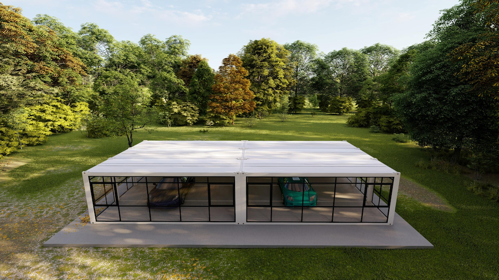 シャッター車庫 ガレージのユニットハウス ユニットハウス プレハブメーカー Zouhouse ゾウハウス